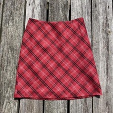 90s Vintage Red Plaid Wool Skirt Size 4