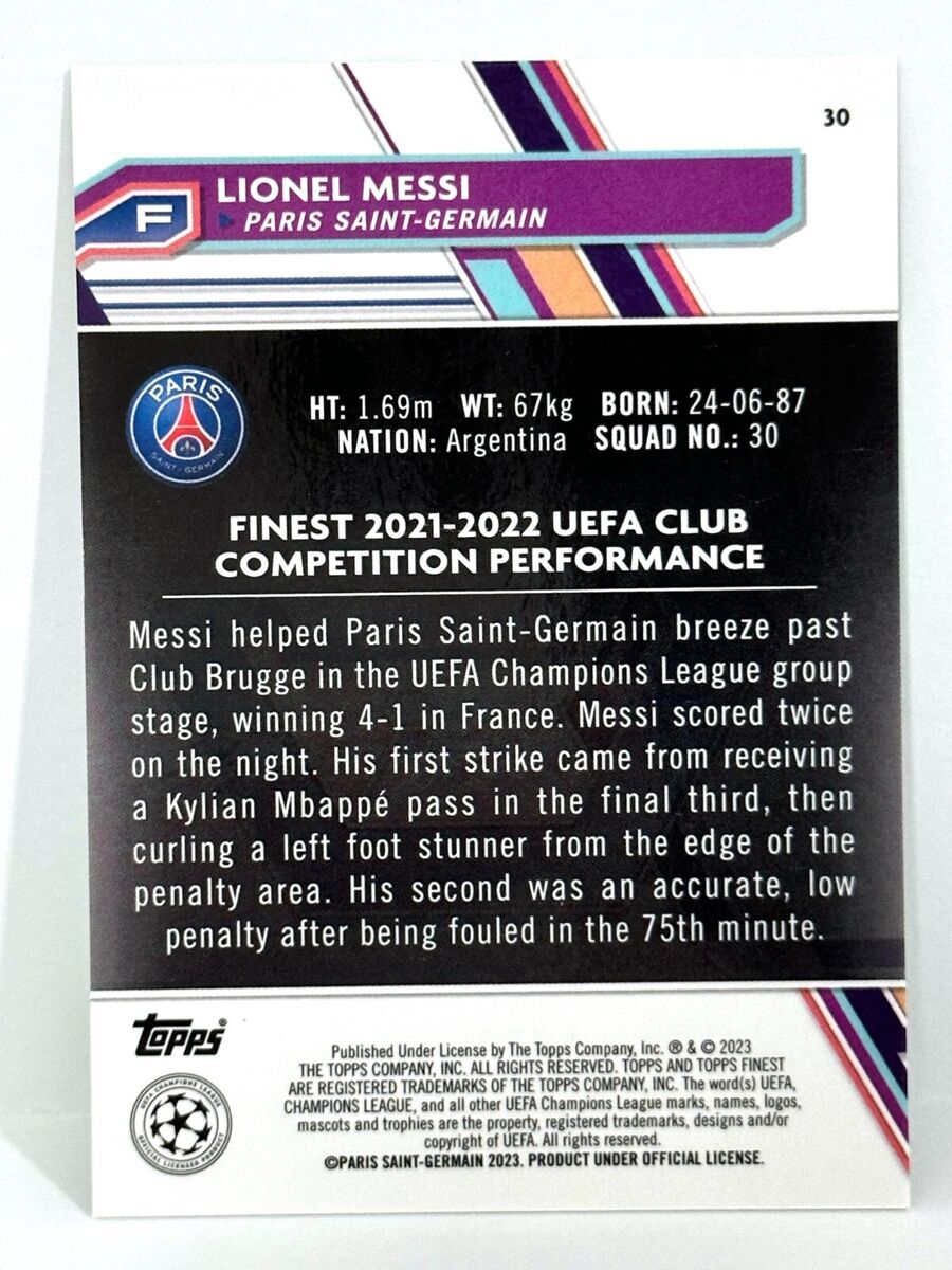 2022-23 Topps Finest UCL PSG Lionel Messi Green Lava 2022-23 Topps Finest UCL PSG Lionel Messi Green Lava