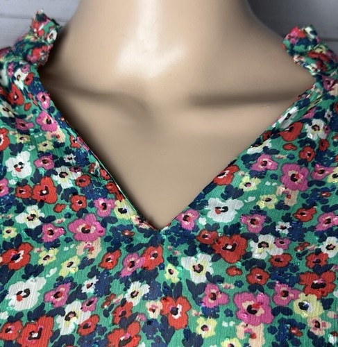 Blusa Rachel Zoe Mediana Semi Transparente Colorida Estampado Floral Cuello en V Cintura Calada - Imagen 2 de 14