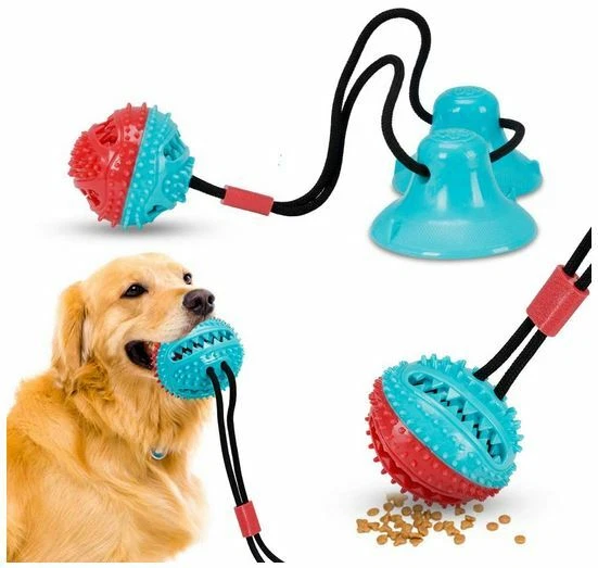 Dog Chew Toys, Dogs Training Treats Teething Rope Toys with Suction Cup for  Boredom, Indoor Interactive