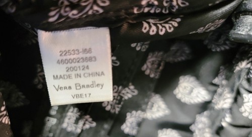 Vera Bradley Iconic Little Crossbody Snow Lotus Purse Quilted Blue Black White - Picture 8 of 15