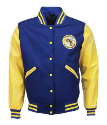 Yellowjackets letterman Blue Varsity Jacket With Genuine Leather Sleeves & Wool
