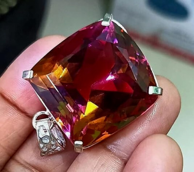Certified 96.8Ct Natural Zultanite 925 Silver Cushion cut Pendant Loose Gemstone