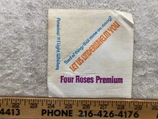1970s Four Roses Premium Whiskey Cocktail Napkin  Vtg