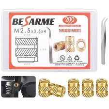 200Pcs M2.5/M3 Brass Threaded Inserts Knurled Nut Assortment Kit for 3D Printing