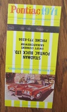 1971 STEADMAN PONTIAC BUICK CAR DEALER MATCHCOVER (SWIFT CURRENT SASKATCHEWAN) D