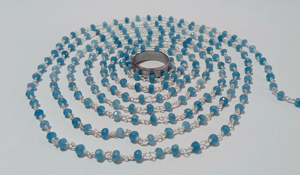 Apatite Calcedonio 4-4,5 mm 3 piedi perline rosario catena di perline filo pl... - Immagine 3 di 4