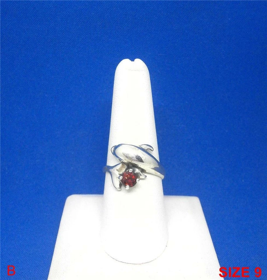 NUEVO DE LOTE - KABANA Anillo de derivación de plata esterlina granate natural DOLPHIN tamaños 8,5 o 9 Foto 2 de 4