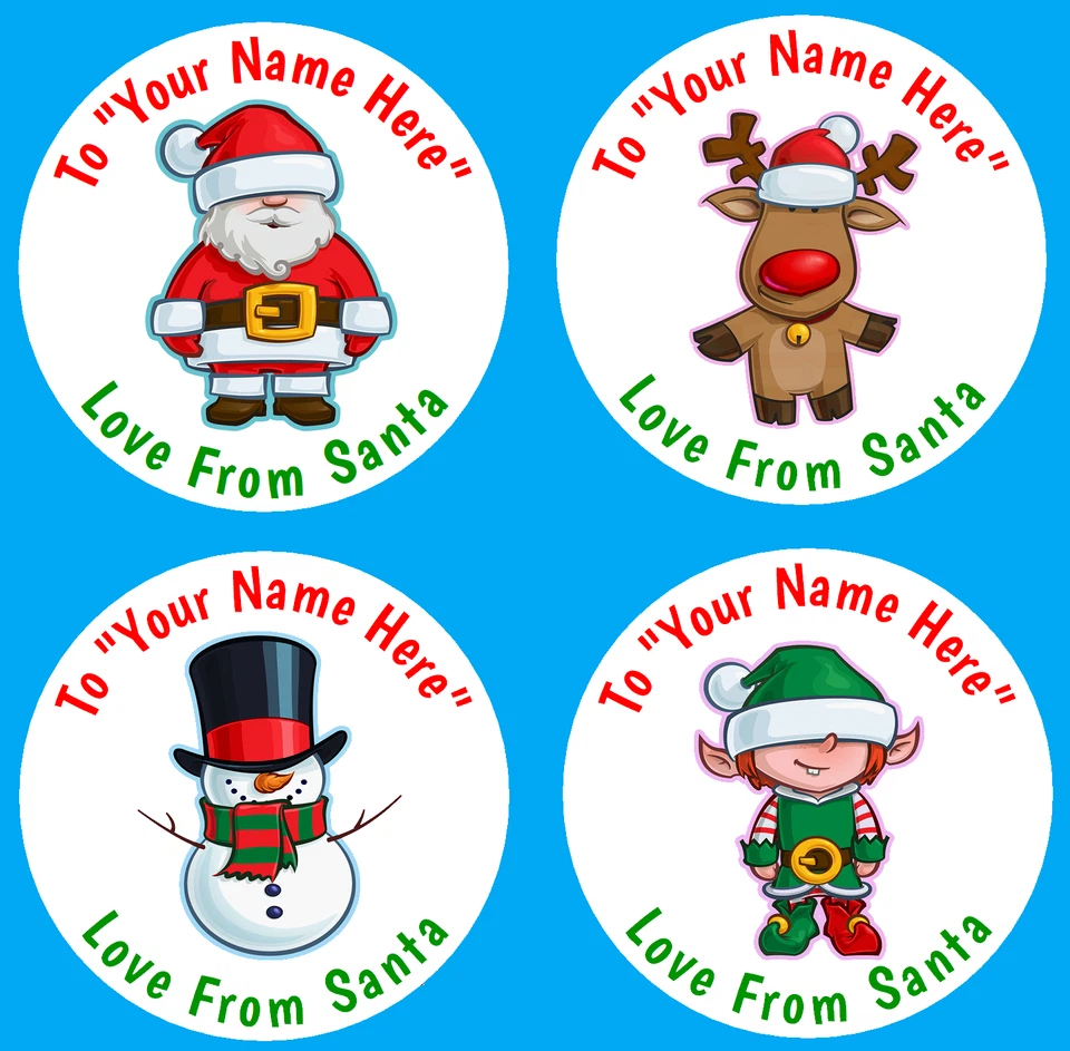 LABEL WARRIOR Personalised Christmas Stickers From Santa Father Christmas Present Labels x 24