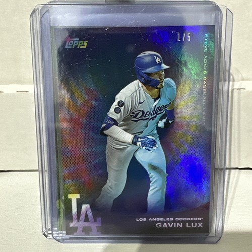 Gavin Lux 2022 Topps X Steve Aoki Party Tie Dye Glitter Blast 1/5 Dodgers