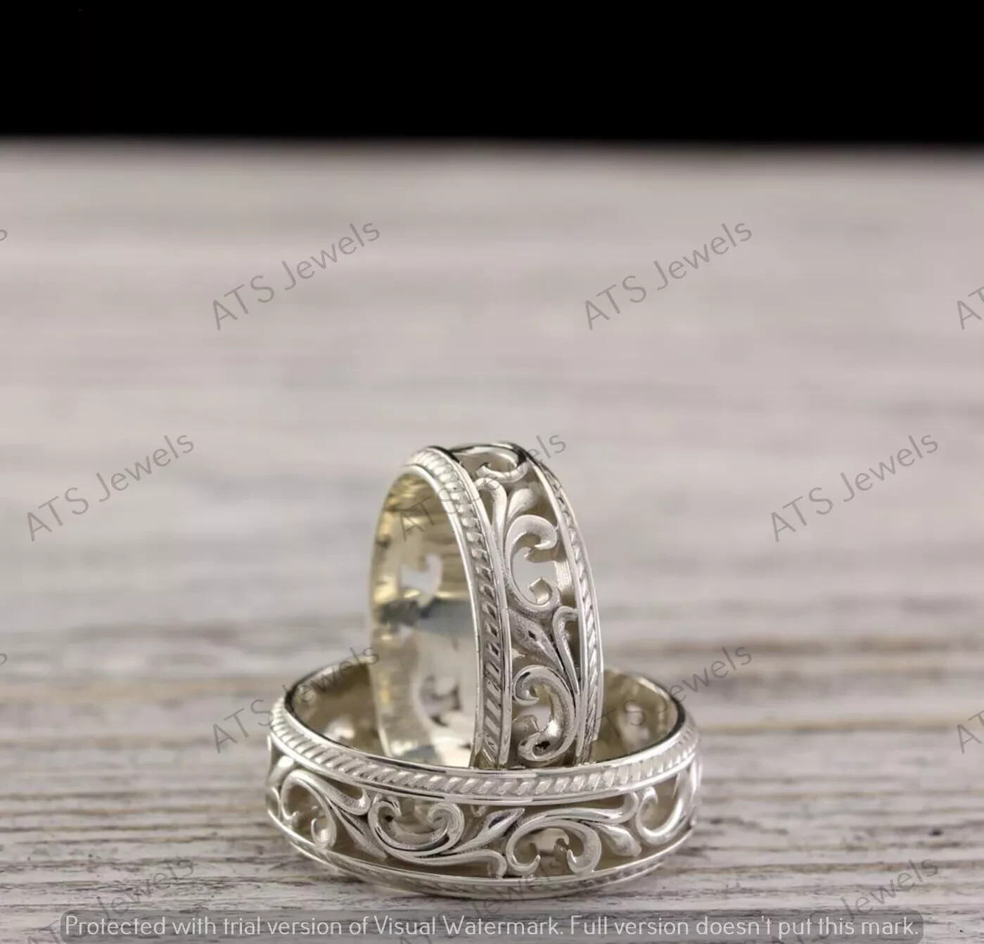 Wedding Bands His & Her Couple Love Band Ring Ring Set Real 925 Sterling Silver-image