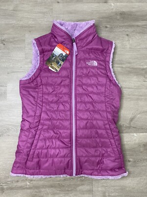 THE NORTH FACE Girl’s MOSSBUD SWIRL Reversible Vest Full Zip Fluffy Size L 