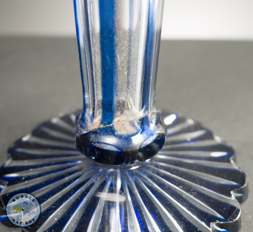 Lustre Mantle Faceted Crystal Cut To Clear Glass Cobalt Blue Antique 19h Century - Picture 11 of 14