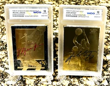MICHAEL JORDAN & KOBE BRYANT SIGNATURE Graded GEM-MT 10 23 KT GOLD ROOKIE LOT