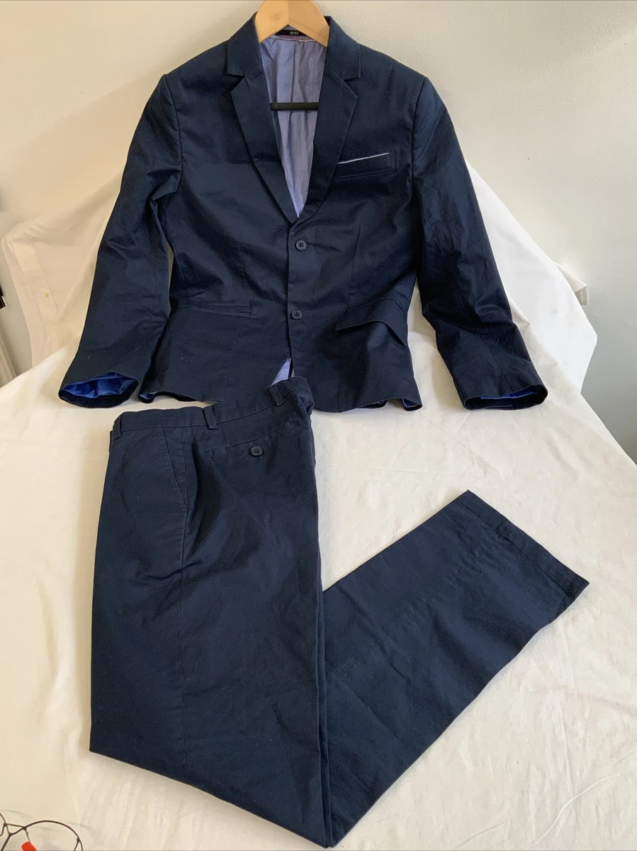 Boss Hugo Boss Boys Suit Blazer And Trousers Navy Sz 13 XS excellent Condition