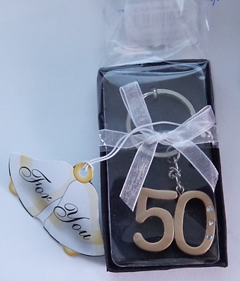 50Th Anniversary Key Ring Favors Keychain 50 number with clear
