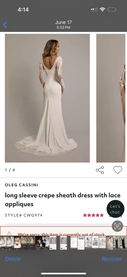 Oleg Cassini Wedding Dress - Image 2 of 4