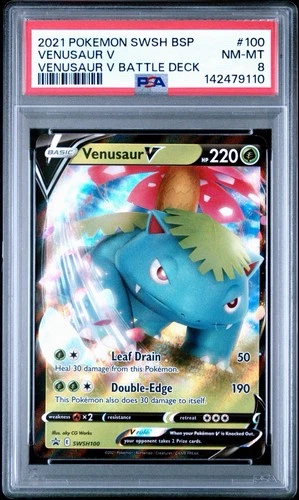 2021 POKEMON SWSH BLACK STAR PROMO #100 VENUSAUR V VENUSAUR V BATTLE DECK PSA 8