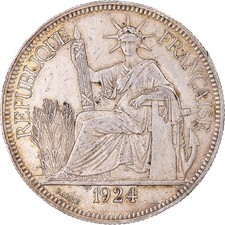 [#344867] Coin, FRENCH INDO-CHINA, Piastre, 1924, Paris, EF(40-45), Silver, KM:5