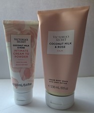 Victoria's Secret Coconut Milk  Rose Calm Cream To Powder  Body Wash Set