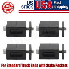 Set of 4 Standard Truck Beds Stake Pocket Mounting Block, Screw & Nut Kit US