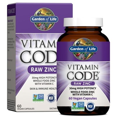 Garden of Life Zinc Supplements 30mg High 60 Count (Pack 1), No Color