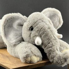 FAO Schwarz 17 Elephant Plush Laying Flat Stuffed Animal Toy 2020 Gray RARE