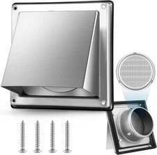 4 Inch Dryer Vent Cover Outdoor with Stainless Steel Screen Sliver Wall Dryer Ex