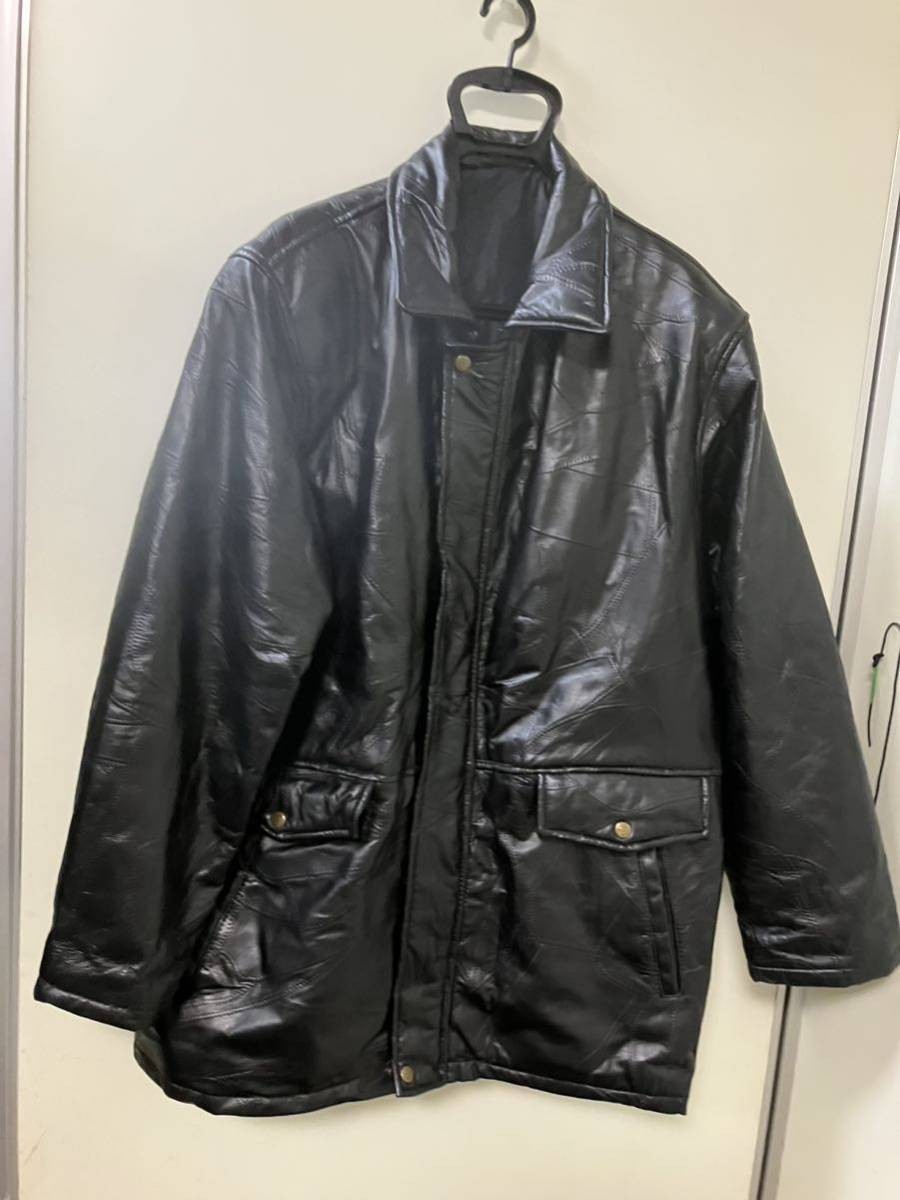 Me3498 sheep leather patchwork leather jacket bla… - image 1