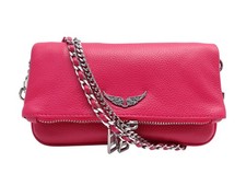 NEUF SAC A MAIN ZADIG & VOLTAIRE POCHETTE ROCK NANO LWBA03975 CUIR ROSE BAG 265€