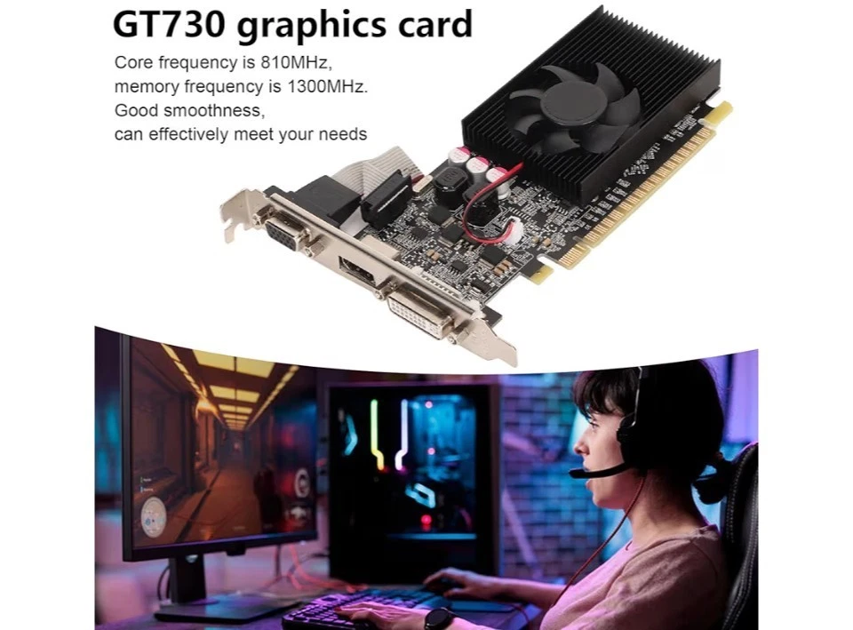 GT730 2GB GDDR3 64bit Graphics Card with Cooling Fan, DVI I VGA HDM, Gaming... - Image 3 of 4