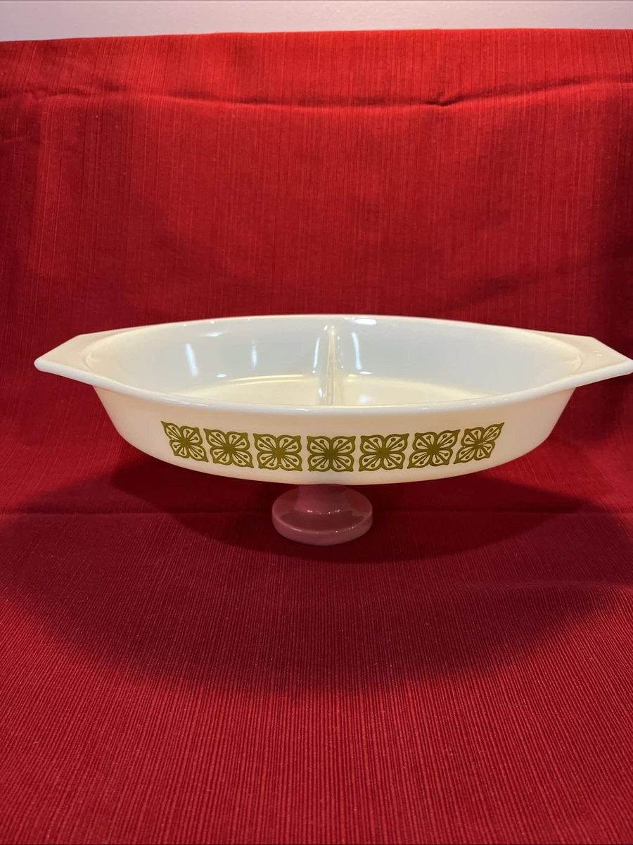 Plat Ovale Vintage PYREX 2 Compartiments - Verre Transparent - Fabriqué Aux USA