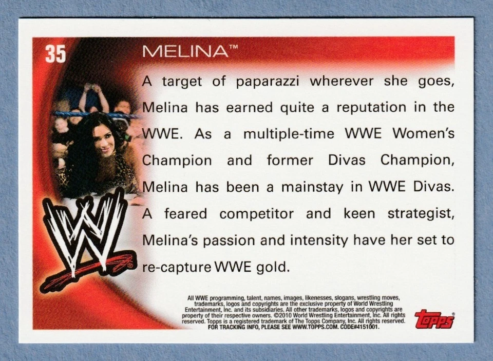 2010 Topps WWE #35 Melina - Image 2 of 2