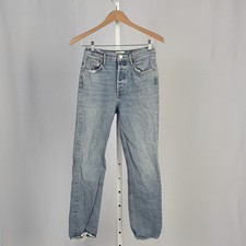 Agolde Riley High-Rise Button Fly Distressed Straight Jeans Size 26 Long