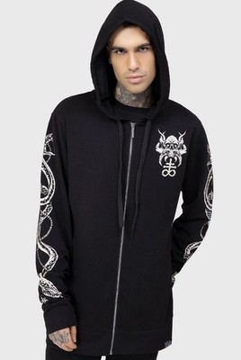Killstar Anders Zip Hoodie Sweatshirt Mens Black Hooded Neck Long Sleeve Goth S