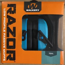 NEW - Walker's Razor Low Profile Passive Muffs - Teal - B1