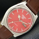 AUTOMATIC VINTAGE SEIKO 5 JAPAN 7009A MENS RED COLOR DIAL WATCH a701244-1