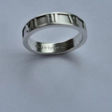 Tiffany & Co Sterling Silver Ring ATLAS ROMAN NUMERAL RING 3.5mm  SIZE 6