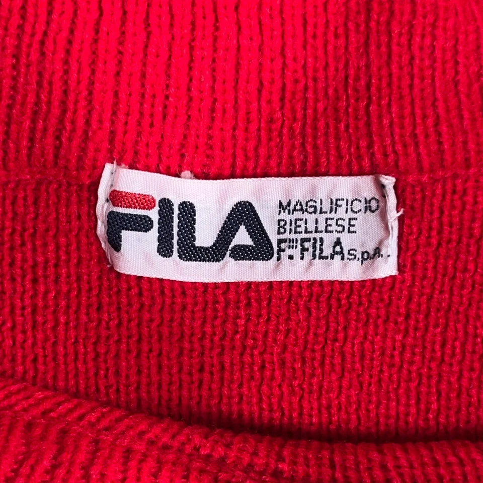 VTG FILA Sweater Mens 42 Wool Red Striped Ski Retro Made in Italy 70s 80s - Image 2 of 4