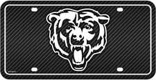 Chicago Bears Metal Auto Tag License Plate, Carbon Fiber Design, 6x12 Inch