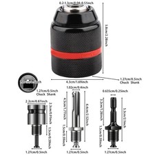 13mm Hand-Tight Self-Locking Drill Chuck with Round & Hex Shank Adapters – 4-Pie