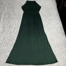 Hunter Green Halter Neck Maxi Dress Elastic Waist 2XL Gown Evening (F42)