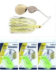 (3) Luck-E-Strike Jimmy Houston 1/2 Oz White / Chartreuse SpinnerBaits New