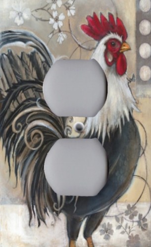 Light Switch Plate & Outlet Covers BLACK AND WHITE FRENCH ROOSTER - Picture 5 of 26