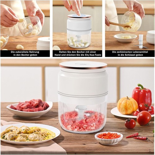 300ml Electric Chopper Mini Food Processor Blender Meat Vegetable Crusher Mixer - Picture 8 of 8
