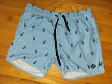 Sperry Top Sider Swim Shorts Sz 36 Trunks Pineapples Blue Hybrid Brief Mesh