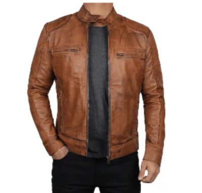 Men's Brown 100% Genuine Sheepskin Leather Premium Jacket