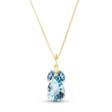 14K. SOLID GOLD NECKLACE WITH NATURAL BLUE TOPAZ Yellow Gold 