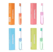 4-Pack Folding Travel Toothbrush – Portable with Case for Camping, Travel, Hotel