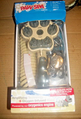 Paw Spa Pet Jet Shower Washing Kit Massaging Rubber Nozzle Oxygenics Dog Bath